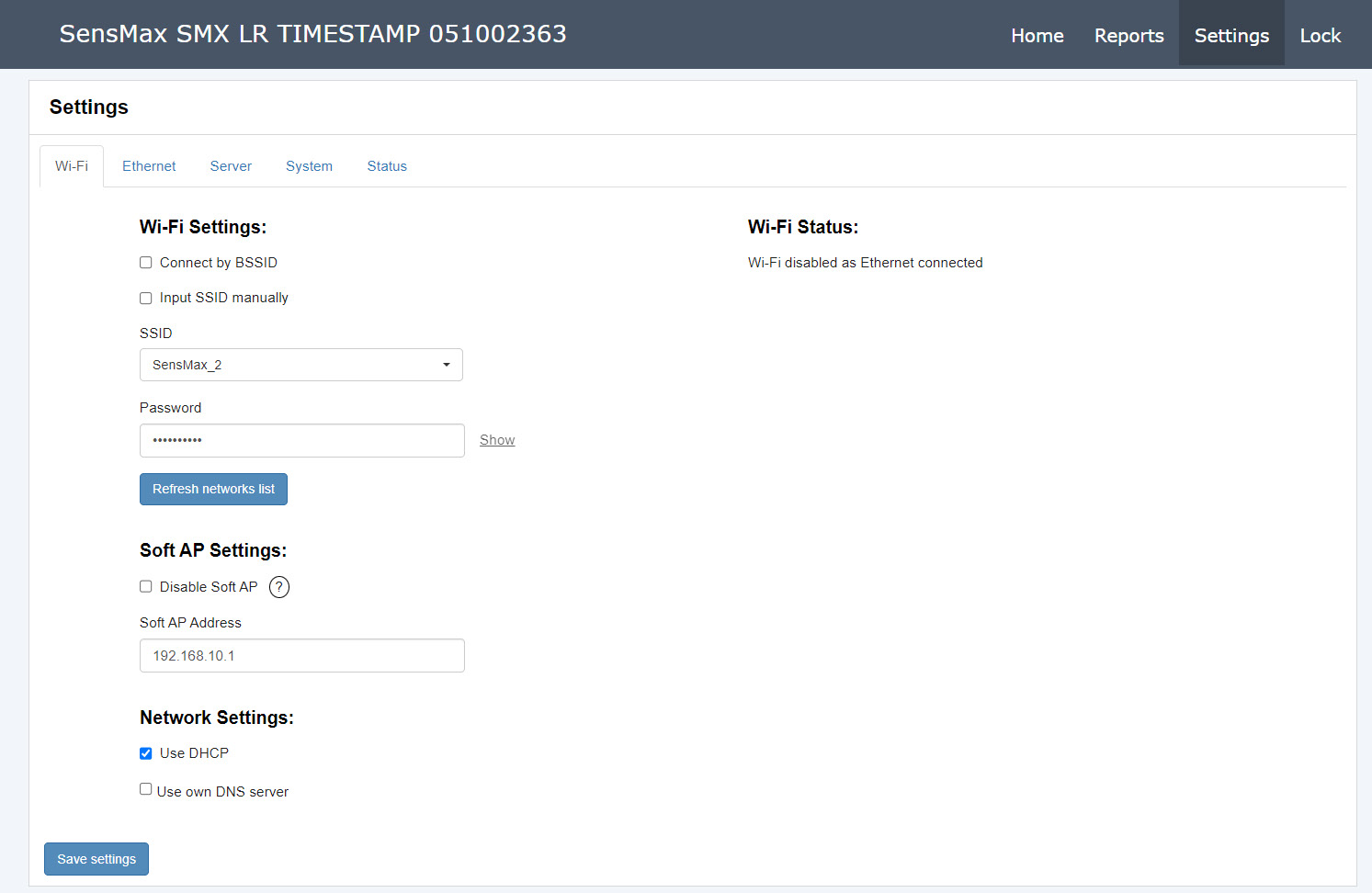 Wi-Fi Settings screenshot