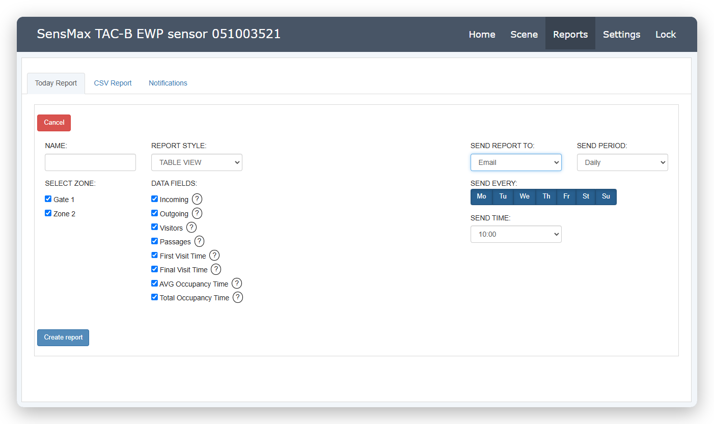 Today Report Configuration